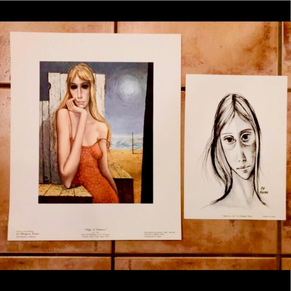 2 VTG Margaret Keane Prints Midcentury Big Eyes